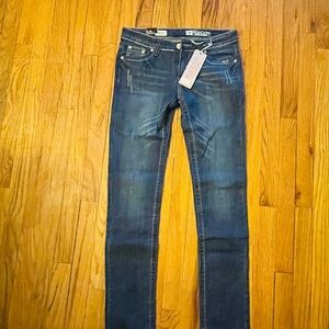Puzzle Jeans Rhinestone pockets.Size 9 juniors